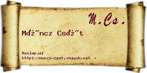 Müncz Csát névjegykártya